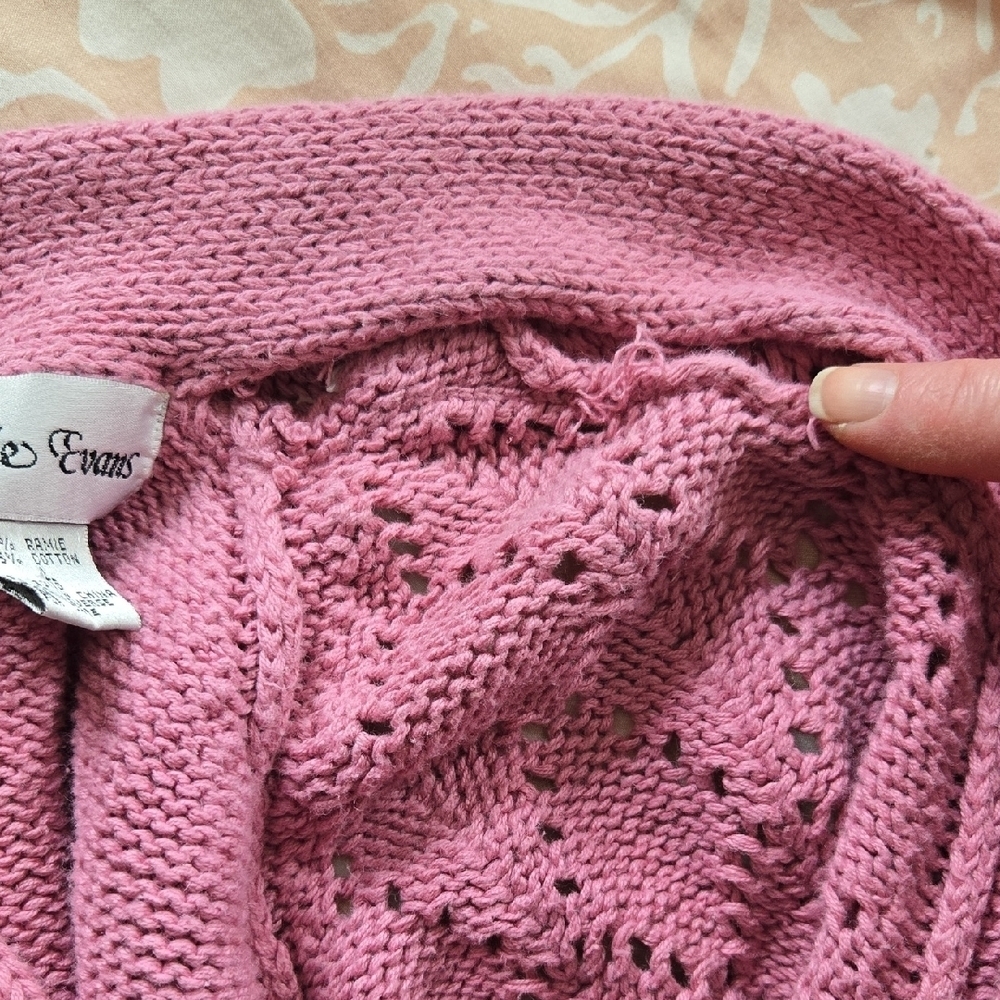 Vintage Bonnie Evans Cardigan Sz Large. Pink Mauve Rose Sweet Feminine Romantic - Picture 6 of 9
